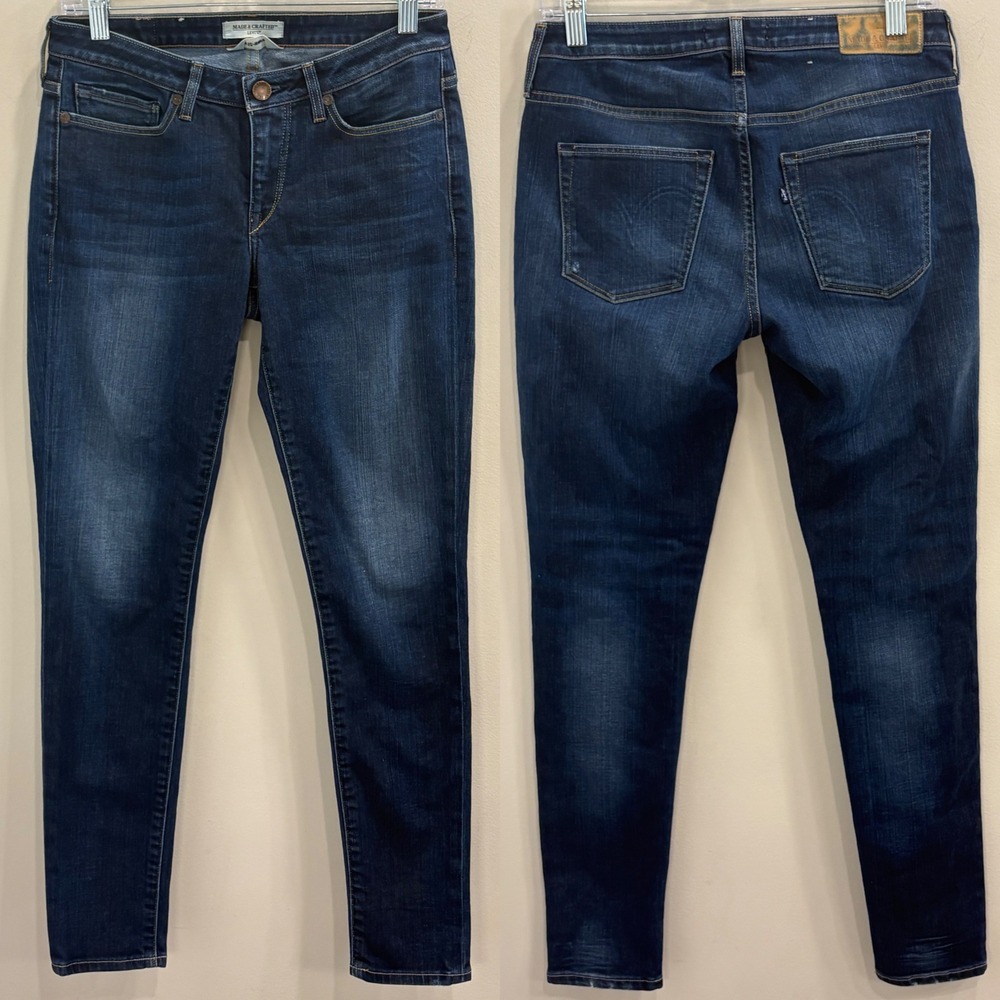 Levis Made & Crafted Pins Skinny Jeans Womens 29x32 Dark Wash Blue Made in Italy - Picture 2 of 13